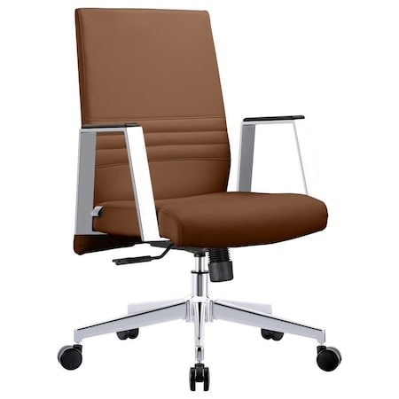 Leisuremod Aleen Office Chair in Upholstered Leather and Iron Frame with Swivel and Tilt, Dark Brown AO19DBRL