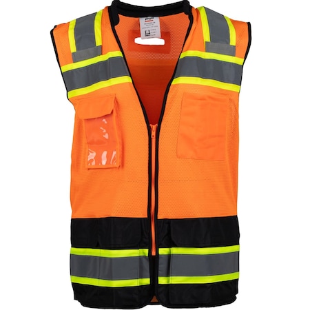 Pip ANSI Type R Class 2 Black Bottom Mesh Vest with "D" Ring Access 302-0660D-OR/2X