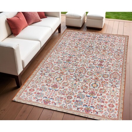 Homeroots 4' X 6' Black and Red Floral Handmade Indoor Outdoor Area Rug 557195