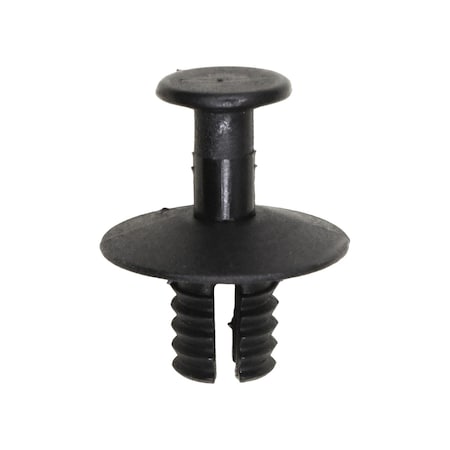 Auveco Push-Type Retainer; Head Diameter: 15mm, Stem Length: 8mm, Fits Into 7mm Hole, Black Nylon, 15PK 21990