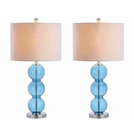 Jonathan Y Bella 27" Glass Triple-Sphere LED Table Lamp, Sky Blue/Chrome, 2PK JYL1070C-SET2
