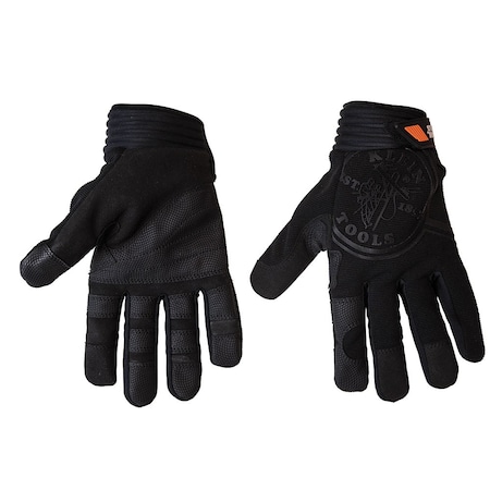 Klein Tools Mechanics Gloves, Fabric Palm, L, Black 40233