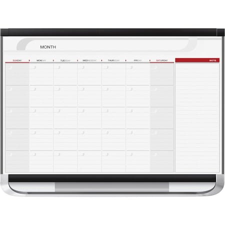 Quartet Calendar Planning Board, Plastic, 24 in, 36 in, Fiberboard/Plastic Frame, White/Gray/Red, Gloss CP32P2