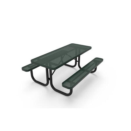 Mytcoat 6ft Rectangular Portable Outdoor Table, Green, Seats 6, Punched Steel, Industry Standard Coating 804047