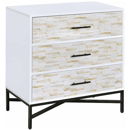 Homeroots 32" X 19" X 33" White Weathered Wood Pattern Nightstand 319112