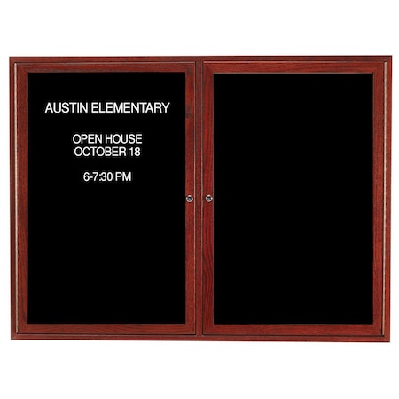 Aarco Enclosed Changeable Letter Board w/ Cherry Stained Red Oak Frame, 48''Hx72''W Two Door Unit CDC4872