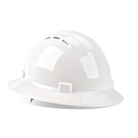 J. J. Keller & Associates SAFEGEAR Full Brim Hard Hat, Vented, 4 Point Adjustable Ratchet Suspension, Class C, White, 1 Piece 69994