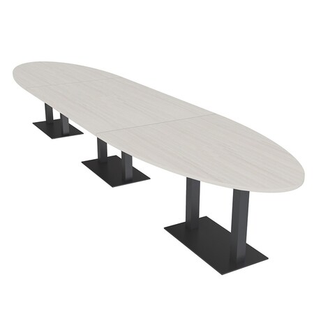 Skutchi Designs Oval Conference Table With Power Unit, 48 in W, 216 in L, Ivory HAR-OVL-48X216-DOU.BK-K458-NA