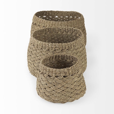 Homeroots Set of Three Brown Wicker Basket, 3PK 392153