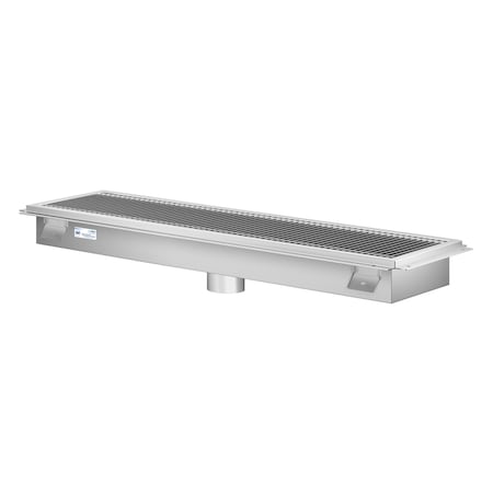 Koolmore 12''x48'' Floor Trough Drain, 14ga W/ Subway-Style Grating & Removable Drain Basket, NSF Listed, SS KM-FTG-1248