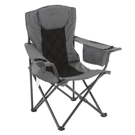 Arrowhead Outdoor Portable Folding Camping Quad Chair with 6-Can Armrest Cooler, Granite Gray KKS0316U