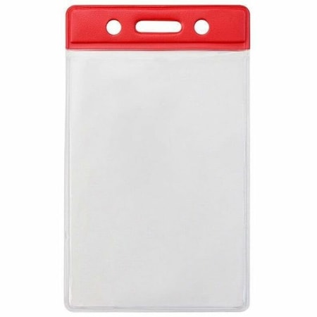 Brady BADGE HOLDER, DATA/CREDIT CARD, VERTICAL TOP-LOAD, RED BAR VINYL BADGE HOLDER, SLOT 1820-1056