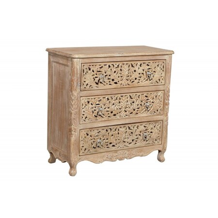 Homeroots 36" Antique White Solid Wood Three Drawer Dresser 489223