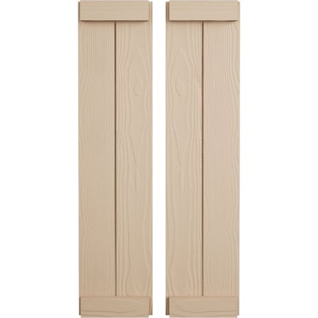 Ekena Millwork Rustic Two Board Joined Board-n-Batten Sandblasted Faux Wood Shutters w/End Batten, 11W x 90H, PR SHUBJE11X90SDPR