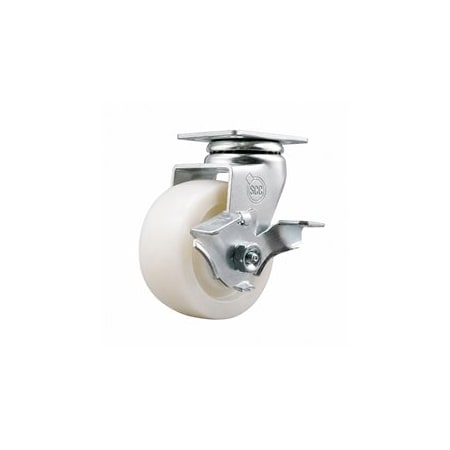 Service Caster 4 Inch Nylon Swivel Caster with Ball Bearing and Brake SCC SCC-20S420-NYB-TLB