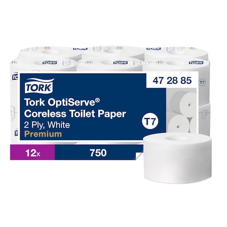 Tork Coreless, 2 Ply, 750 Sheets, White, 12 PK 472885