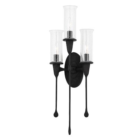 Hudson Valley Lighting Chisel 3 Light Wall Sconce 9.75 In. Black Iron 4103-BI