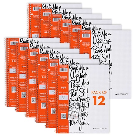 Whitelines Case of Whitelines Spiral Wirebound Graph Ruled Notebooks, Gray Paper, 11" x 8.5" 70 Sheets, PK12 17001CS