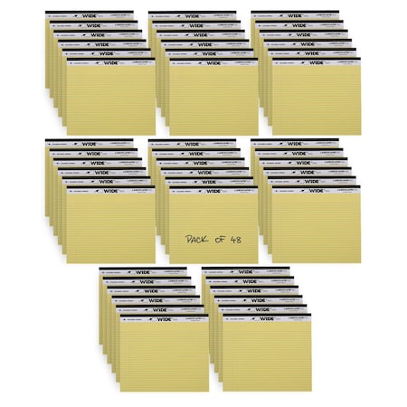 Roaring Spring Case of Canary Landscape Pads, 11"x9.5", 40 sheets, College Ruled, Perforated, Portrait Orientation, PK48 74501cs