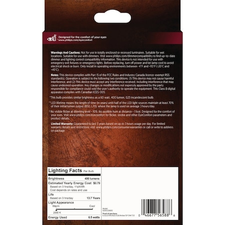 Signify Vintage 60W Equivalent Amber G25 Medium LED Decorative Light Bulb 565887