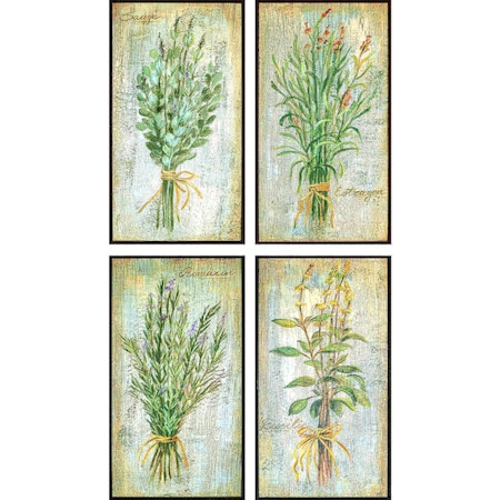 Homeroots Set Of Four Herbs Black Framed Print Wall Art, 4PK 525107