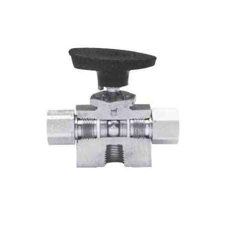 Hoke 7000 Series 3-Way Fixed Ends Ball Valves - 1/4in FNPT All Ports, 500 PSI, 0 Deg. To 350 Deg. F 7065F4Y