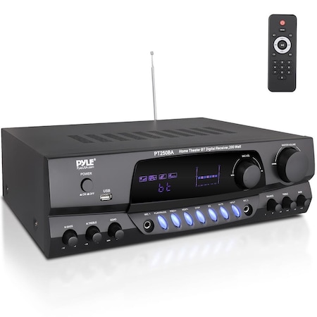 Pyle Wireless Bluetooth Power Amplifier System, 200 Watt Max, Home Theater Audio Stereo Receiver Box with PT250BA