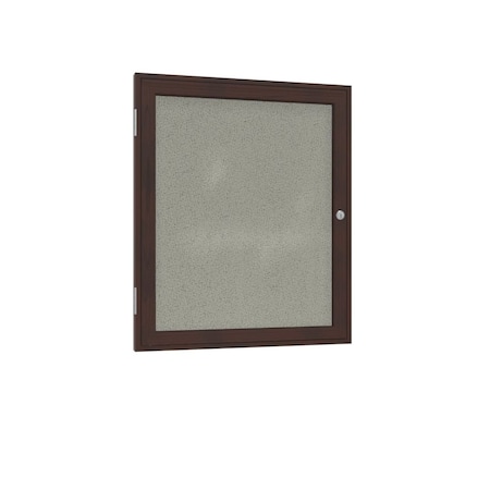 Ghent 1 Door Enclosed Fabric Bulletin Board, Walnut Wood Frame, 24''H x 18''W, Taupe PN12418F-96