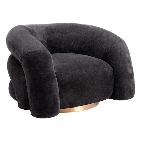 Homeroots 37" Black And Gold Faux Shearling And Upholstered Arm Chair 572301