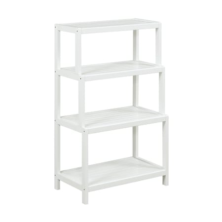 Homeroots 37" White Solid Wood Four Tier Step Bookcase 380031