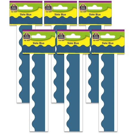 Teacher Created Resources Slate Blue Scalloped Border Trim, 35 Feet, 6PK TCR9091