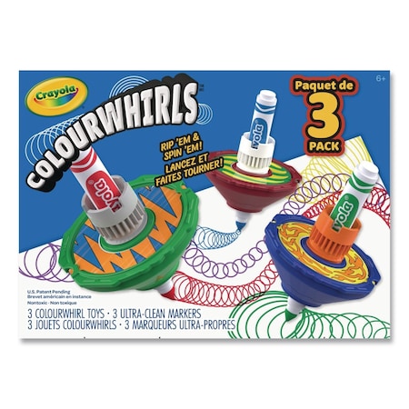Crayola Colourwhirls Toy with (3) Rip-Cord Spinners and (3) Ultra-Clean Washable Markers, 12 Pieces 74-7647