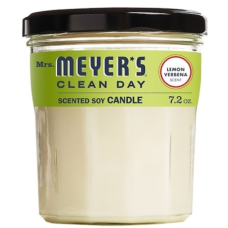 Mrs. Meyers Clean Day Soy Candle, Lemon Verbena Fragrance, 35 hr Burning, White Candle 42116