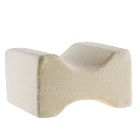 Remedy Knee Pillow for Side Sleepers Contoured Memory Foam Leg Pillow with Washable Cover, Off-White 80-90014