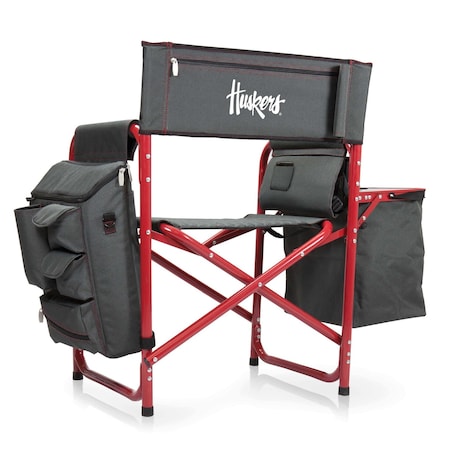 Picnic Time Family Of Brands NCAA Nebraska Cornhuskers Fusion Camping Chair with Side Table and Soft Cooler 807-00-600-404-0