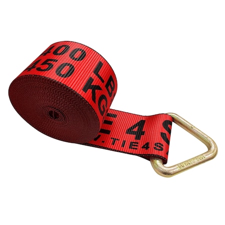 Tie 4 Safe 4'' x 30' Winch Straps w/ Delta Ring WLL: 5,400 lbs. Red TWS42-1530-F94-R-C-1