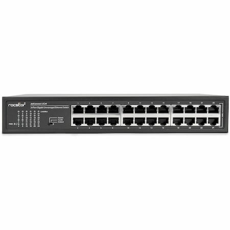 Rocstor JETCONNECT JC24 24-PORT GIGABIT DESKTOP / RACKMOUNT UNMANAGED NETWORK SWITCH, 24 Y10S004-B1