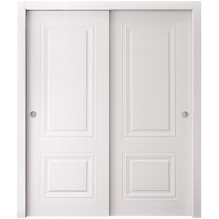 Sartodoors Sliding Closet Bypass Doors 60 x 80 inches, BASIC 9772 White, Rails Hardware Set, Wood Solid Bedr BASIC9772DBD-SKIN-60