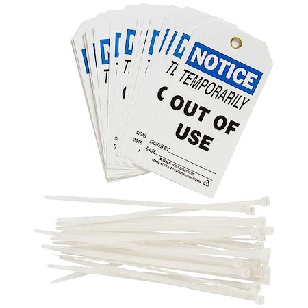 Brady Notice, Temporarily Out Of Use Signed By: Date:, 3 in W x 5 3/4 in H, 25 PK 87003