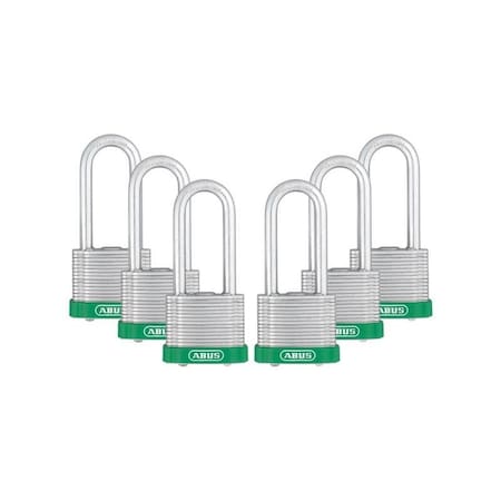 Abus Keyed Padlock, Open, Rectangular Steel Body, Hardened Steel Shackle, 3/4 in W, 6 PK 19309