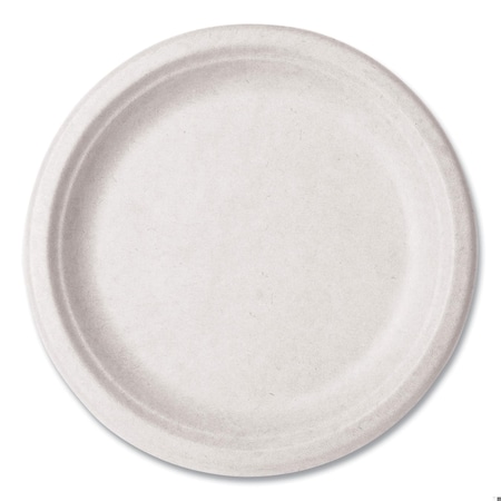 Vegware Nourish Molded Fiber Tableware, Compostable, Plate, Sugarcane, 9 dia, White, 500PK VW-P013NFA