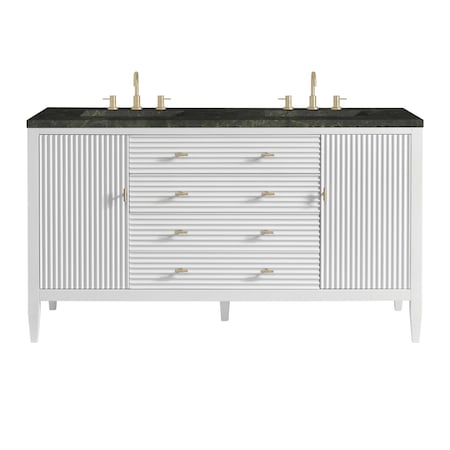 James Martin Vanities Myrrin 60" Double Vanity, Bright White, w/ 3 CM Phantome Eclos Top 485-V60D-BW-3PHT