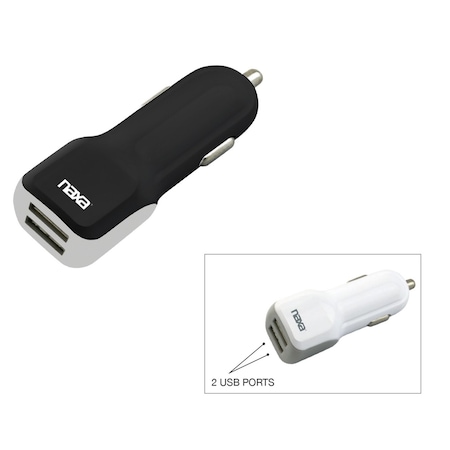 Naxa 10 Watt 2.1 Amp Dual USB Car Charger-BLACK NA-801BLACK