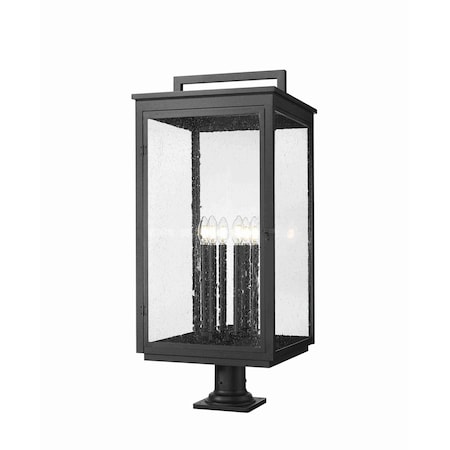 Z-Lite Hartwell 6-Light Outdoor Pier Mounted Fixture, 15 in W x 34.75 H, Sand Black 5019PHXXLR-533PM-BK