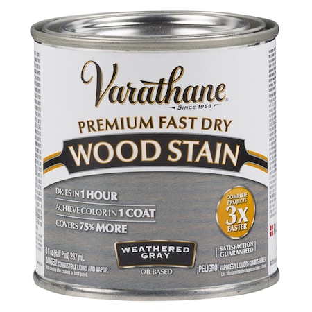 Rust-Oleum 1/2 Pt Weathered Gray Varathane Premium Fast Dry Wood Stain 269398