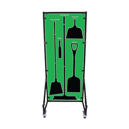 5S Supplies Housekeeping Shadow Board Broom Station V17, Green, Kit, No Text HSB-V17-GREEN-KIT-NO TEXT