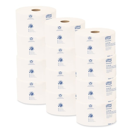 Tork Tork OptiCore Mid-size Toilet Paper Roll White T10, Universal, 2-ply, 12 x 2000 sheets, 160090, PK12 160090