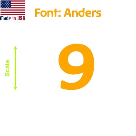 Aacc Self-Adhesive Vinyl Number: 9, Size: 28 cm. Color: Orange Font: Anders, 12PK AACC-Anders-N9-Orange-M28x12