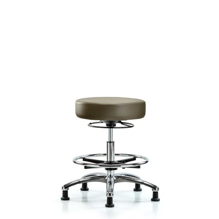 Blue Ridge Ergonomics Vinyl Stool, Chrome, Med Bench, Foot Ring, Glides, Royal BR-VMBSO-CR-CF-RG-8809