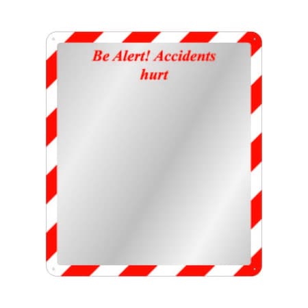 Se-Kure View 16'' X 19'' H ''Be Alert! Accidents Hurt'' Mirror, Red and White DM901RW